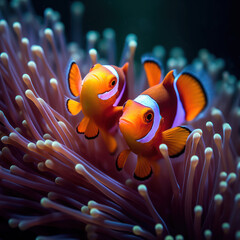 A family of clownfish weaving through the tentacles
