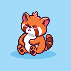 cutet red panda cartoon character icon illustration