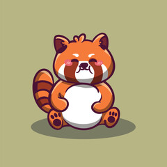 cutet red panda cartoon character icon illustration