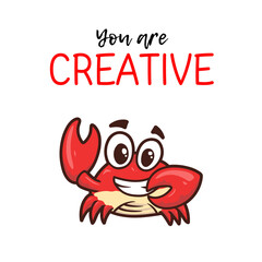 positive affirmation design for kids that contains cute crab