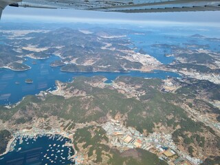 beautiful sky ocean mountain scenary taken from the sky