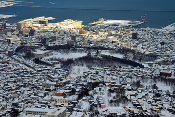 冬景色・冬の小樽街俯瞰