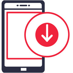 smartphone with a large download arrow on the screen, representing downloading or saving data.