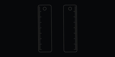 Pair Of Vertical Rulers Icon On Black Background, Outline Style School Equipment Vector Illustration.