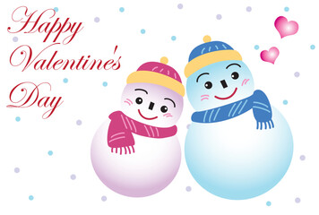 雪だるまのカップルのバレンタインカード
