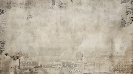SCRATCHED PAPER TEXTURE, OLD NEWSPAPER BACKGROUND. generative AI. - obrazy, fototapety, plakaty