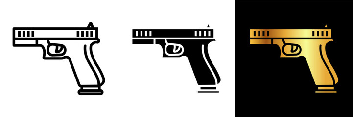 The Pistol icon signifies firepower, security, and law enforcement. It embodies themes of protection, authority, and danger.  - obrazy, fototapety, plakaty