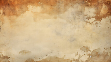 Stained, dirty, and distressed cream white, brown, orange, and tan vintage paper texture. Folded...