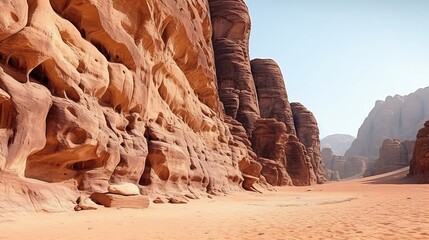 Arabian desert. Wadi Rum. Rock formation. Close-up. Pattern. Background. : Generative AI - obrazy, fototapety, plakaty