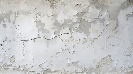 Problem of moisture damage acrylic white painting crack surface texture on exterior dirty stain concrete structure wall background by humidity.home repair old construction concept,reno : Generative AI