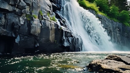 A waterfall on the Stone River. Czech Switzerland National Park. : Generative AI