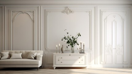 Sweden, Entrance hall with white furniture : Generative AI