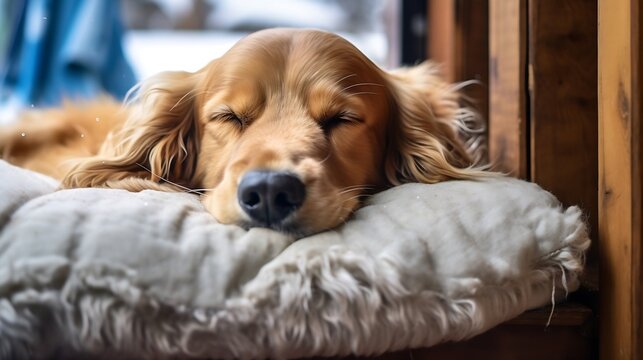 Dog sleeping on cabin bed : Generative AI