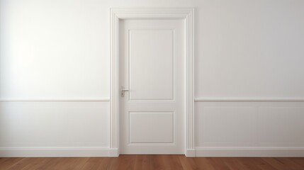 White entrance door inside an apartment in a modern interior : Generative AI - obrazy, fototapety, plakaty