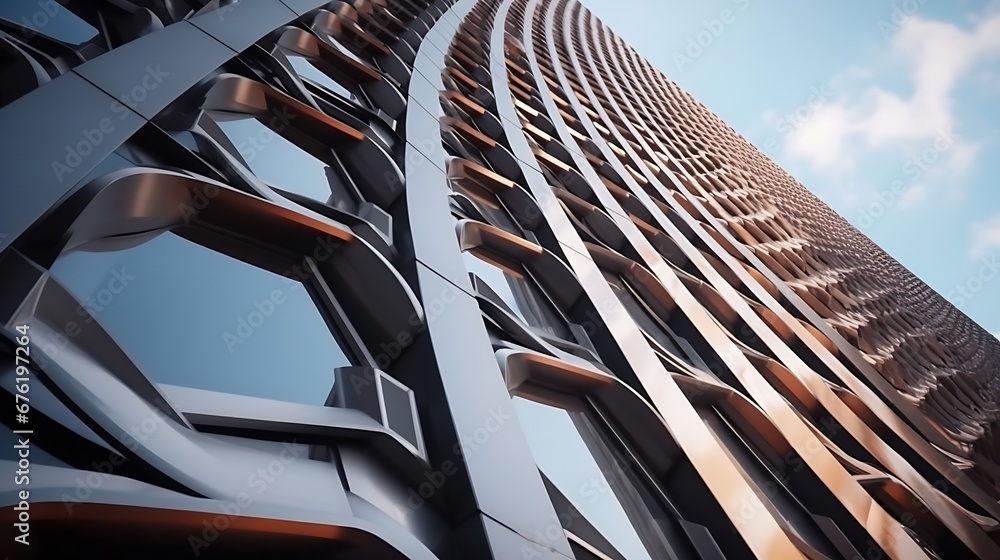 Aufkleber low angle of a building wave close up : generative ai