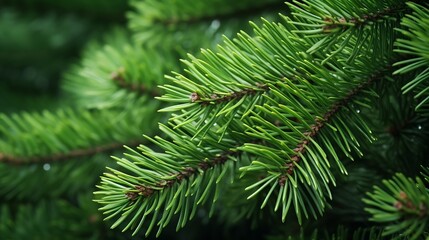 Fototapeta na wymiar green branches of a pine tree close-up, short needles of a coniferous tree close-up on a green background, texture of needles of a Christmas tree close-up : Generative AI