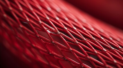 Detail of football goal. red net of ropes. Macro or close-up of a soccer : Generative AI