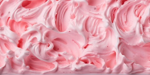 Texture surface of ice cream. Background of strawberry ice cream close-up. Banner : Generative AI