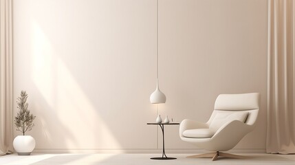 super white simple clean and stylish interior with modern furniture in nude color and contrasting black elements. luxury design of a large bright room living room : Generative AI - obrazy, fototapety, plakaty