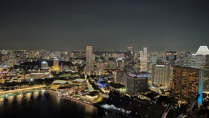 Fototapeta na wymiar Aerial city view at night in Singapore