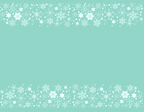 パステルカラーの雪の結晶フレーム背景素材/緑