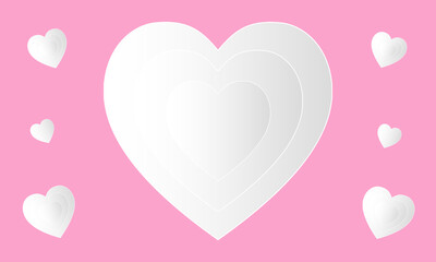 Heart paper cut background.Love symbol vector graphic illustration backdrop wallpaper.Valentine's day, wedding, love, anniversary, marriage.White hearts on blue background.