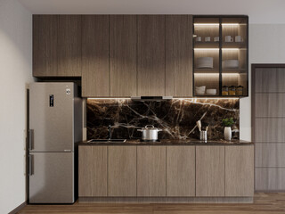 modern kitchen room  interior design, 3d rendering
