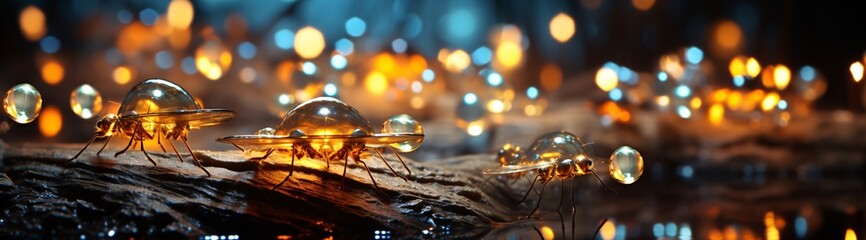 Magical bokeh effect image of fireflies