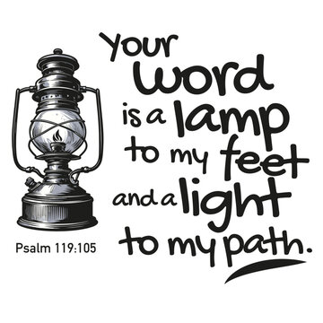 Design art print christian biblical verse psalm 119:105 my lamp, ideal for christians and general people