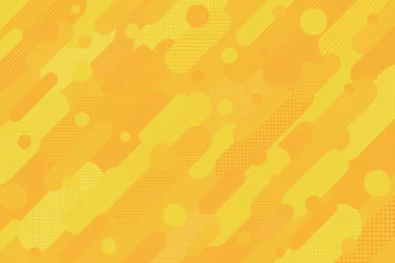 Gordijnen 背景素材 黄色 オレンジ 幾何学的なドットとストライプ背景 イベント バックグラウンド 横長ワイド © PolarisEighteen