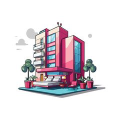 isometric hotel buildings