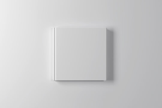 Thick square hardcover book mockup. 3D rendering