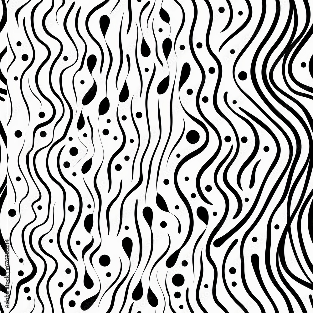 Poster abstract organic lines patterns with dots and irregular squiggle lines texture on white background.