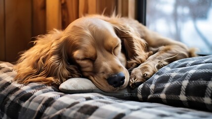 Dog sleeping on cabin bed : Generative AI