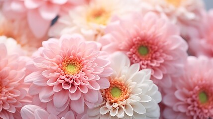 pastel dahlia flowers on defocused background, abstract soft focus floral background, close-up : Generative AI