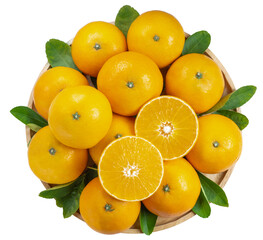 Fresh Orange fruit on white background, Japanese Ehime Orange with slices isolate on white background with cliping path.