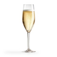 A glass of champagne isolated on a white background.