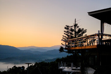 Phu Langka Forest Park : the traveller at viewpoint spot to enjoy the sea of fog in Phayao...