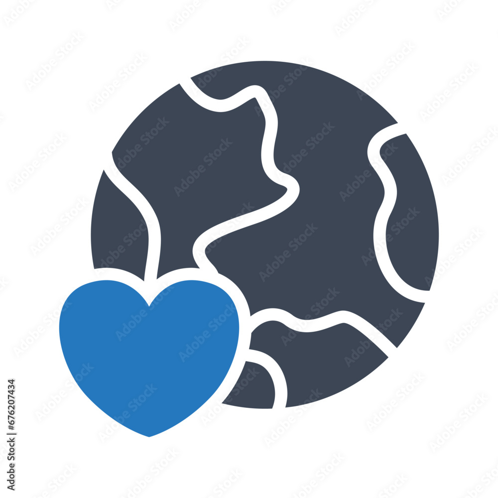 Poster world earth love vector icon