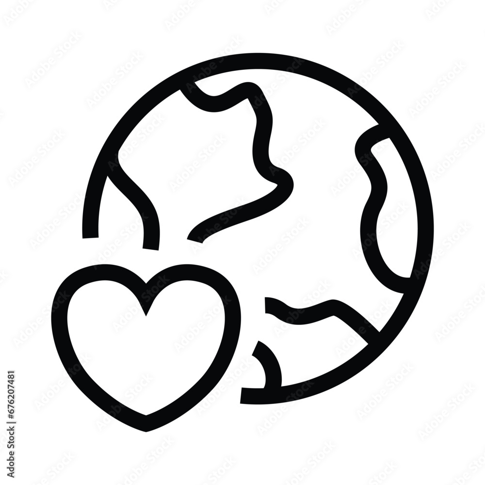 Sticker World earth love vector icon