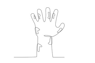 A leprosy hand skin. World Leprosy Day one-line drawing