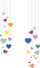 "An illustration of Rainbow Heart Hanging Adornment, ideal for creating a variety of charming content, such as presentations, graphics, video editing, and beyond."