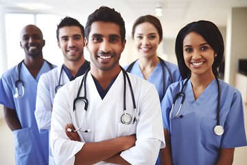 Fototapeta premium Healing Together A Powerful Image of Doctors Collaborating in a Hospital Ward
