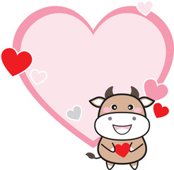 "Adorable Little Cow Embracing a Heart: A Versatile Design Infusing Cuteness and Functionality into Your Projects."