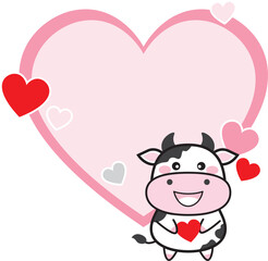"Adorable Little Cow Embracing a Heart: A Versatile Design Infusing Cuteness and Functionality into Your Projects."