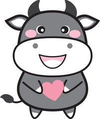 "Adorable Little Cow Embracing a Heart: A Versatile Design Infusing Cuteness and Functionality into Your Projects."