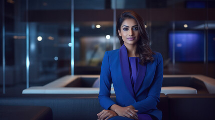 young indian businesswoman wearing blue color suit - Powered by Adobe