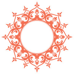 Decorative frame Elegant vector element for design in Eastern style, place for text. Floral pink and white border. Lace illustration for invitations and greeting cards