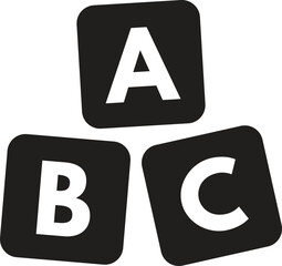 Abc blocks icon for child education isolated on white background