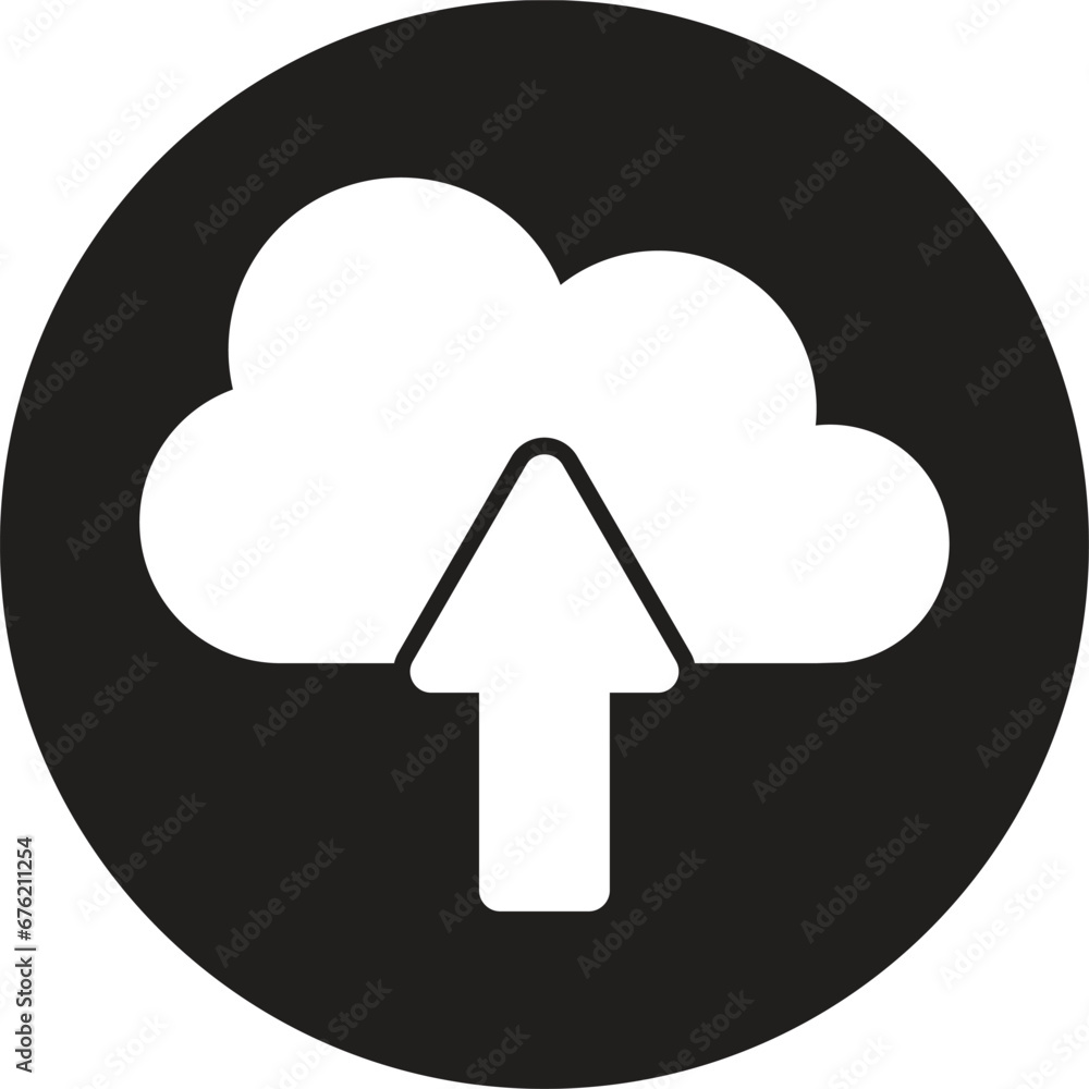 Poster cloud upload icon in trendy style . upload on cloud icon vector